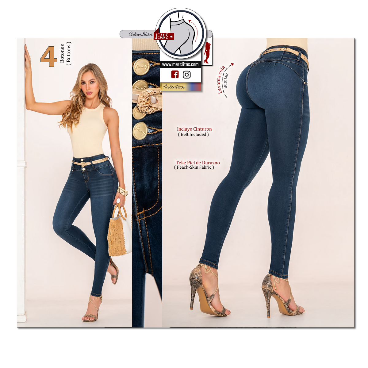 Seven7 Jeans Colombianos | Levanta Cola | Skinny | 1657