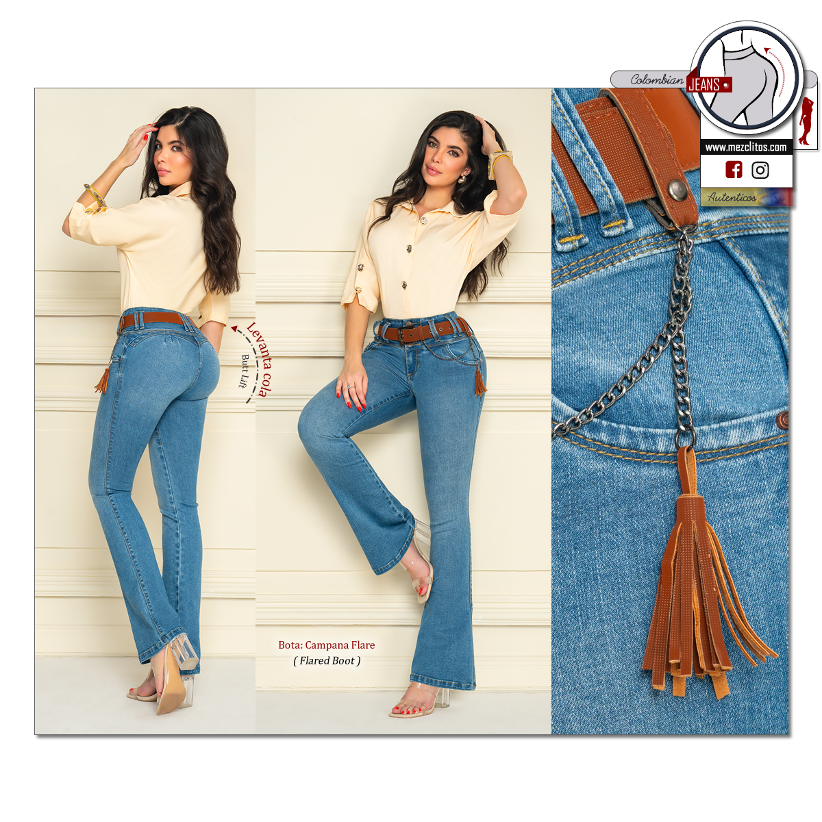 Seven7 Jeans Colombianos | Levanta Cola | Campana Flare | 1868