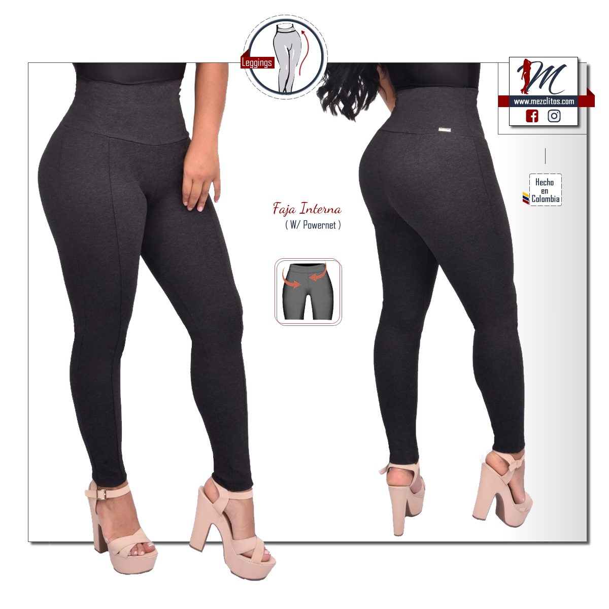 Cle Fashion Leggings 809 w/ Faja (Powernet) - Grey