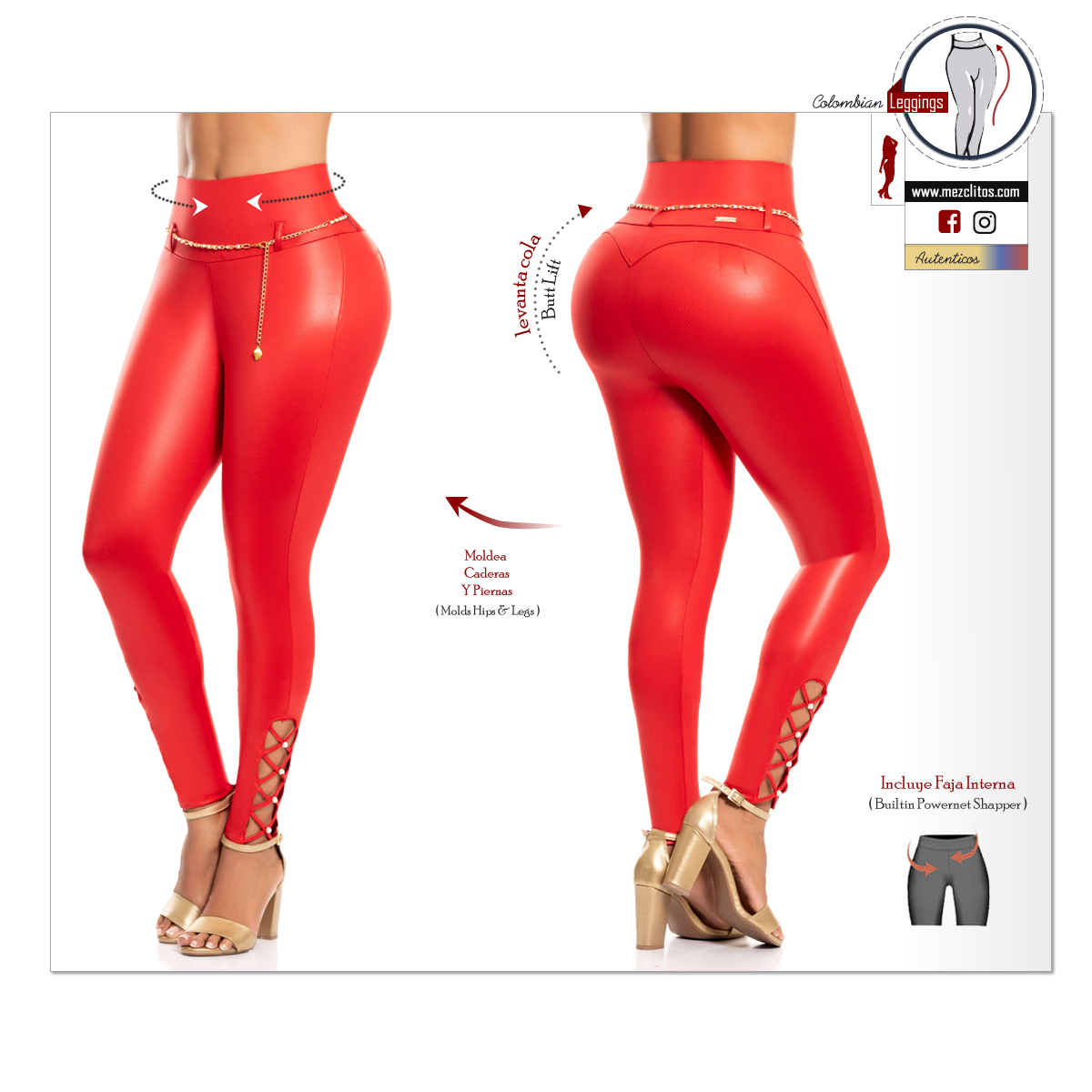 Leggings w/ Faja 2084 - Red (Rojo) – Mezclitos
