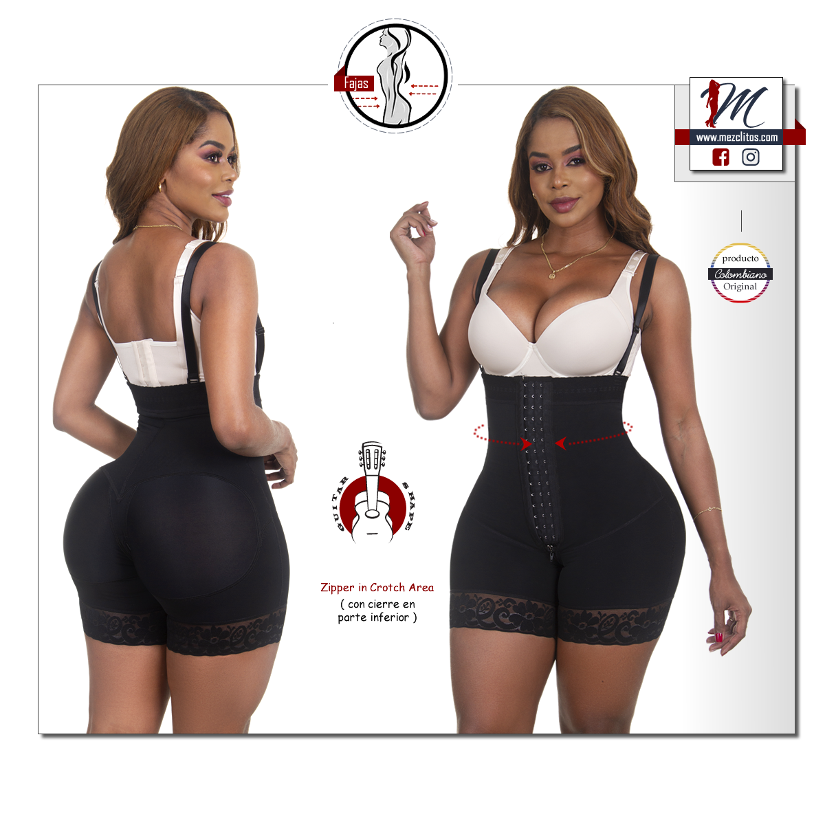 Mold & Art Fajas Shapewear | Guitar - Hourglass | Strapless w/ Crotch Zipper | 0223