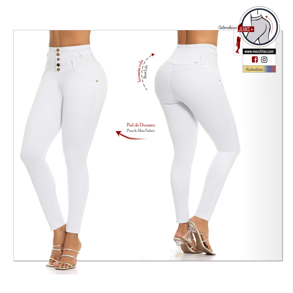 Skinny Beige Jeans Slimming High Rise Waist Levanta Cola Lift Colombian  Push Up