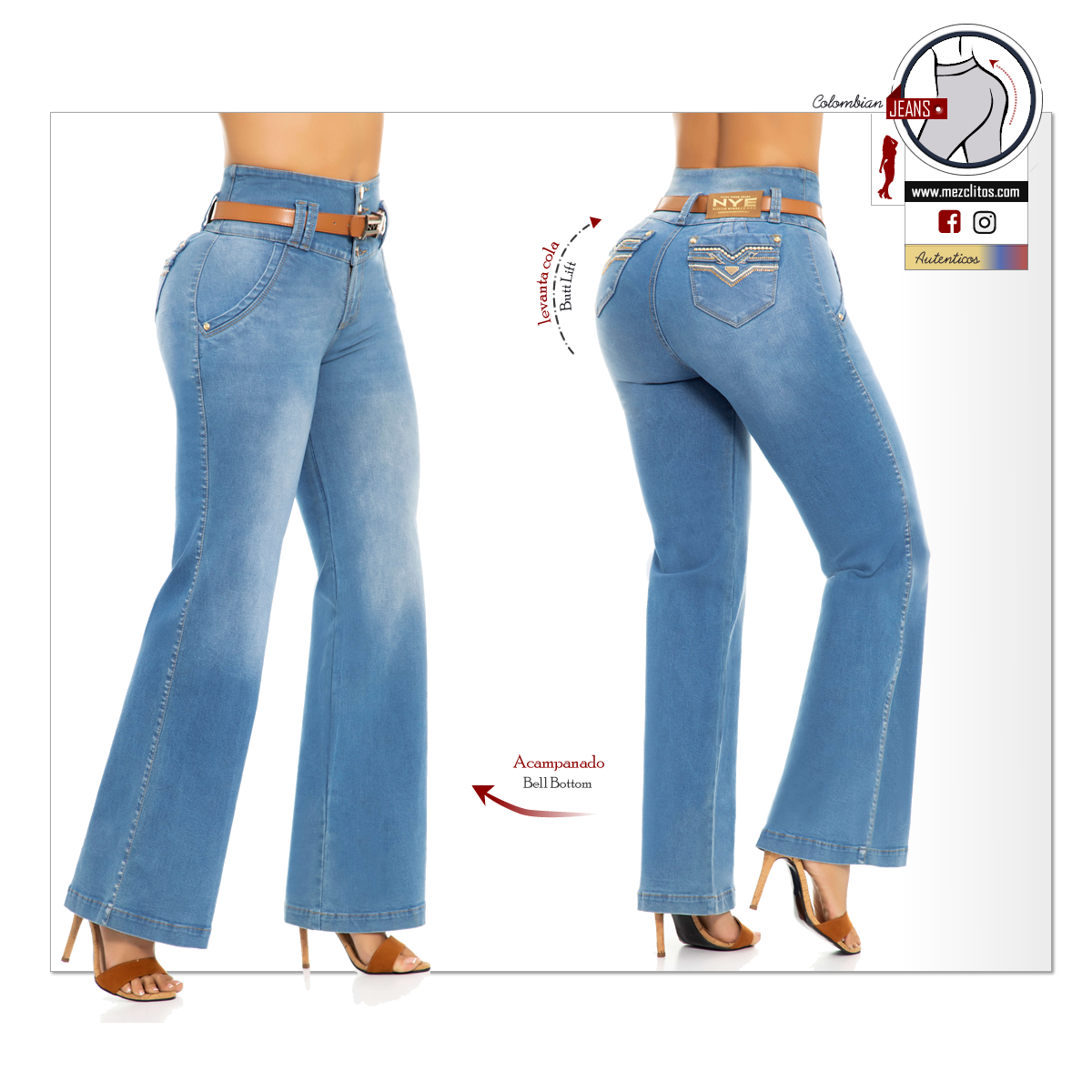 NYE Jeans Colombianos | Levanta Cola | Bell Bottom | 64027