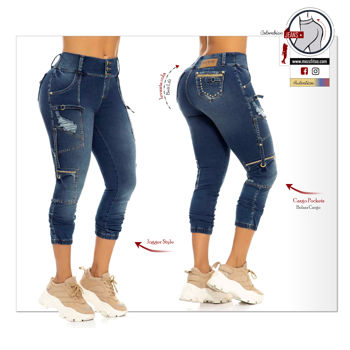 NYE Jeans Colombianos | Levanta Cola | Cargo Jogger | 64076
