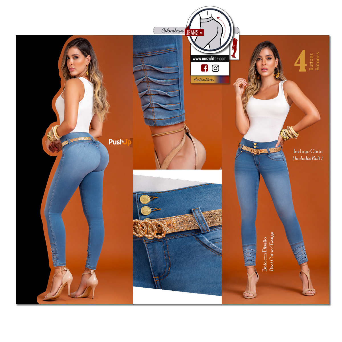 Seven7 Jeans Colombianos | Levanta Cola | Push-UP | 1427