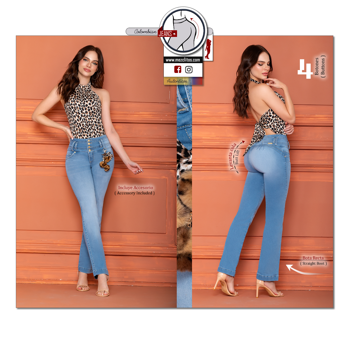 Seven7 Jeans Colombianos | Levanta Cola | Rectos | 1616