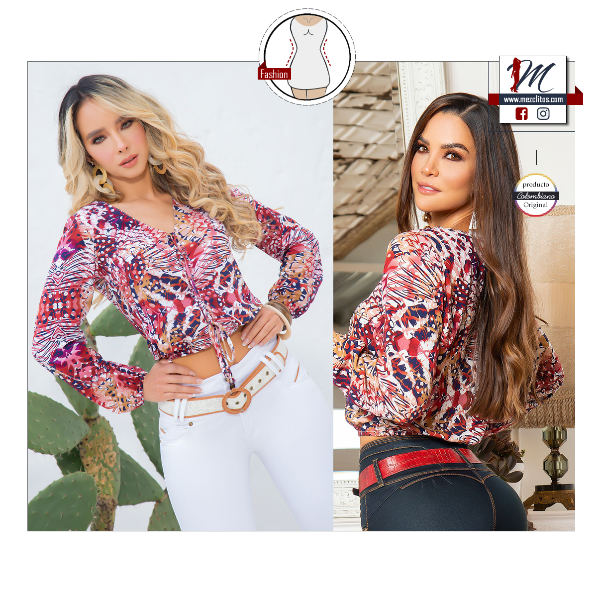 Seven7 Fitted Colombian Blouse Long Sleeve Y093
