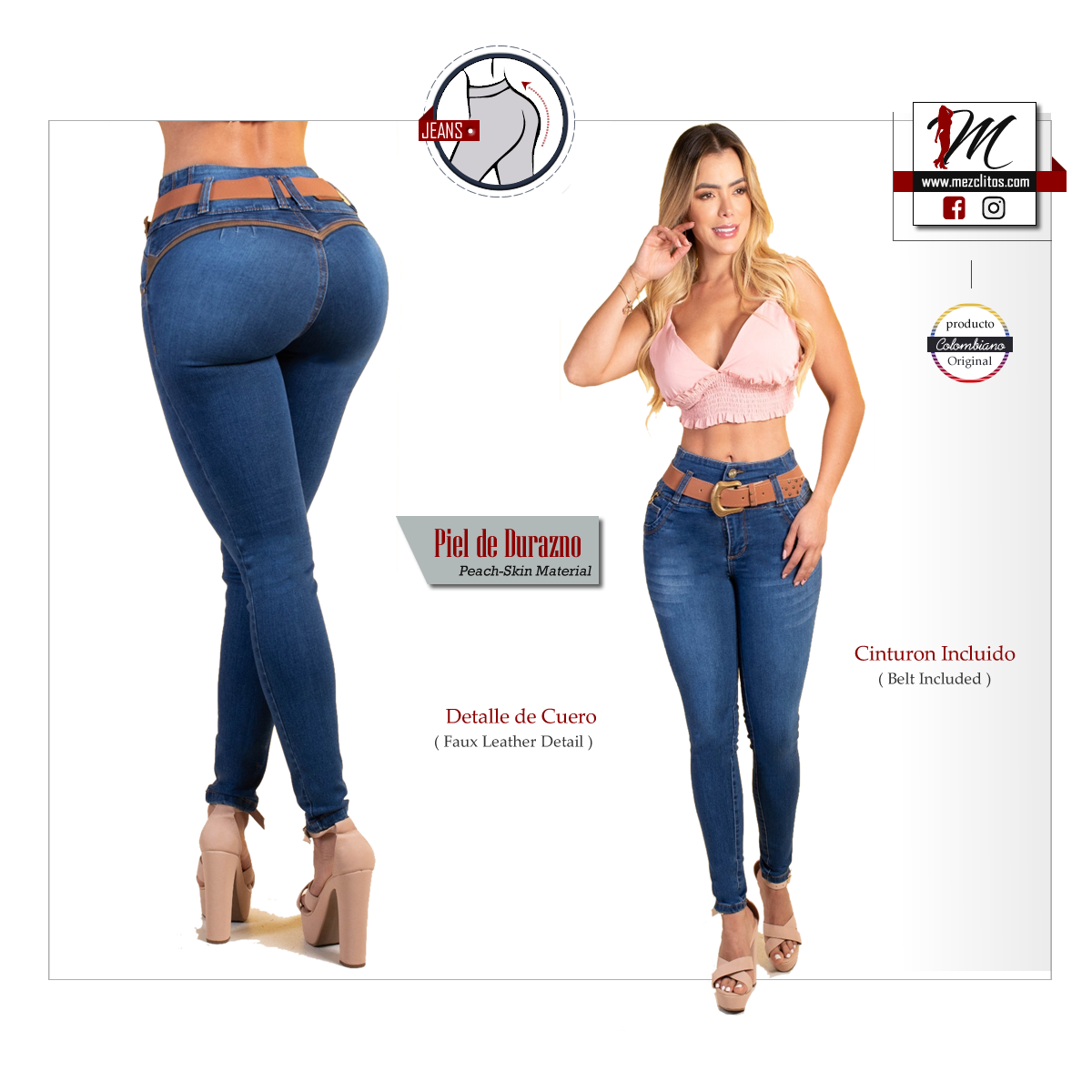 Jeans Levanta cola jeans colombianos Go up butt lifter levanta pompis 2226