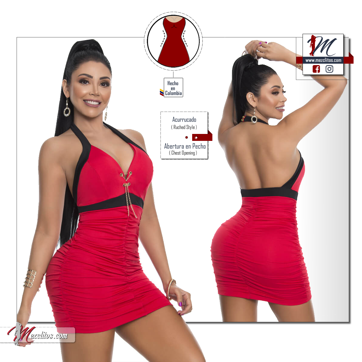 Vestido VE2199 (Rojo) - 100% Colombiano