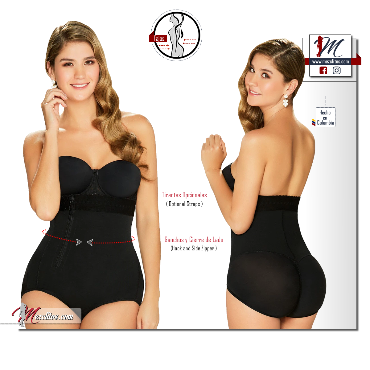 Diane and Geordi Fajas 002374 | Women Thong Bodysuit Slimming Faja |  Strapless with Tummy Control
