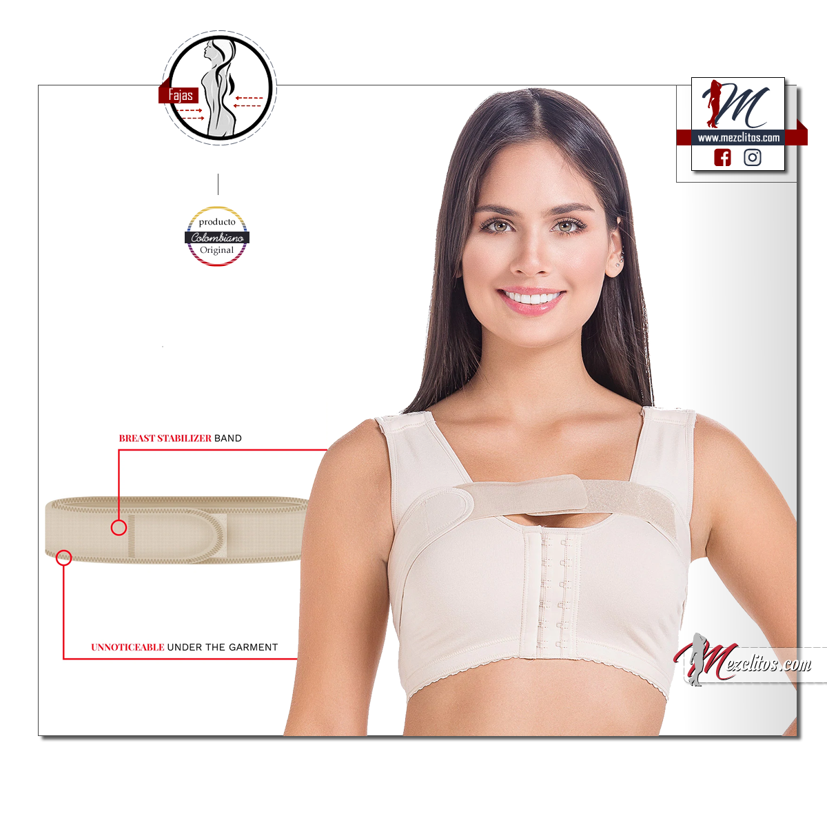 María E Shapewear: 9000 Post Surgery Bra with Stabilizer Band