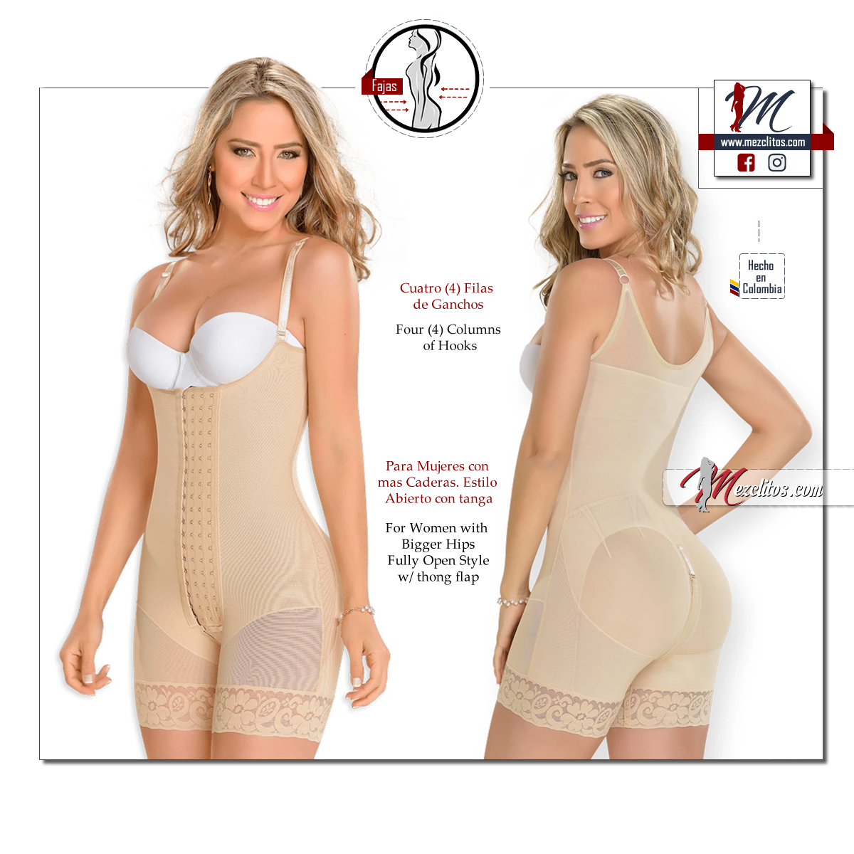 Fajas Colombianas 4 Front Fastening Options MYD Fajas Colombianas  Reductoras Post Surgical Body Shaper Girdles Ref 0085 (NUDE, XS) at   Women's Clothing store