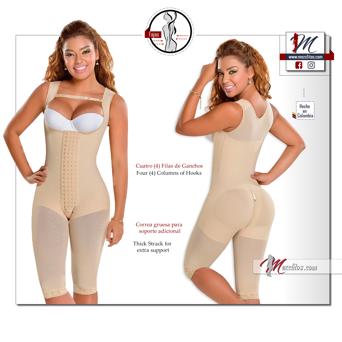 Fajas Colombianas 4 Front Fastening Options MYD Fajas Colombianas  Reductoras Post Surgical Body Shaper Girdles Ref 0085 (NUDE, XS) at   Women's Clothing store
