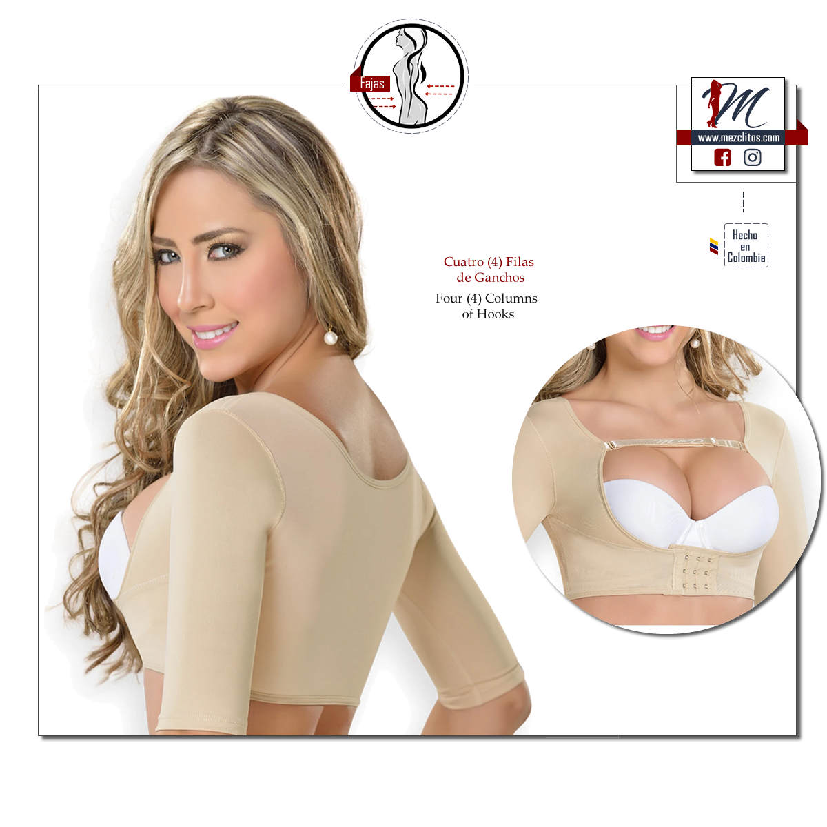 M&D 0012 Breast Augmentation Bra Post Surgery, Faja Colombianas Bra