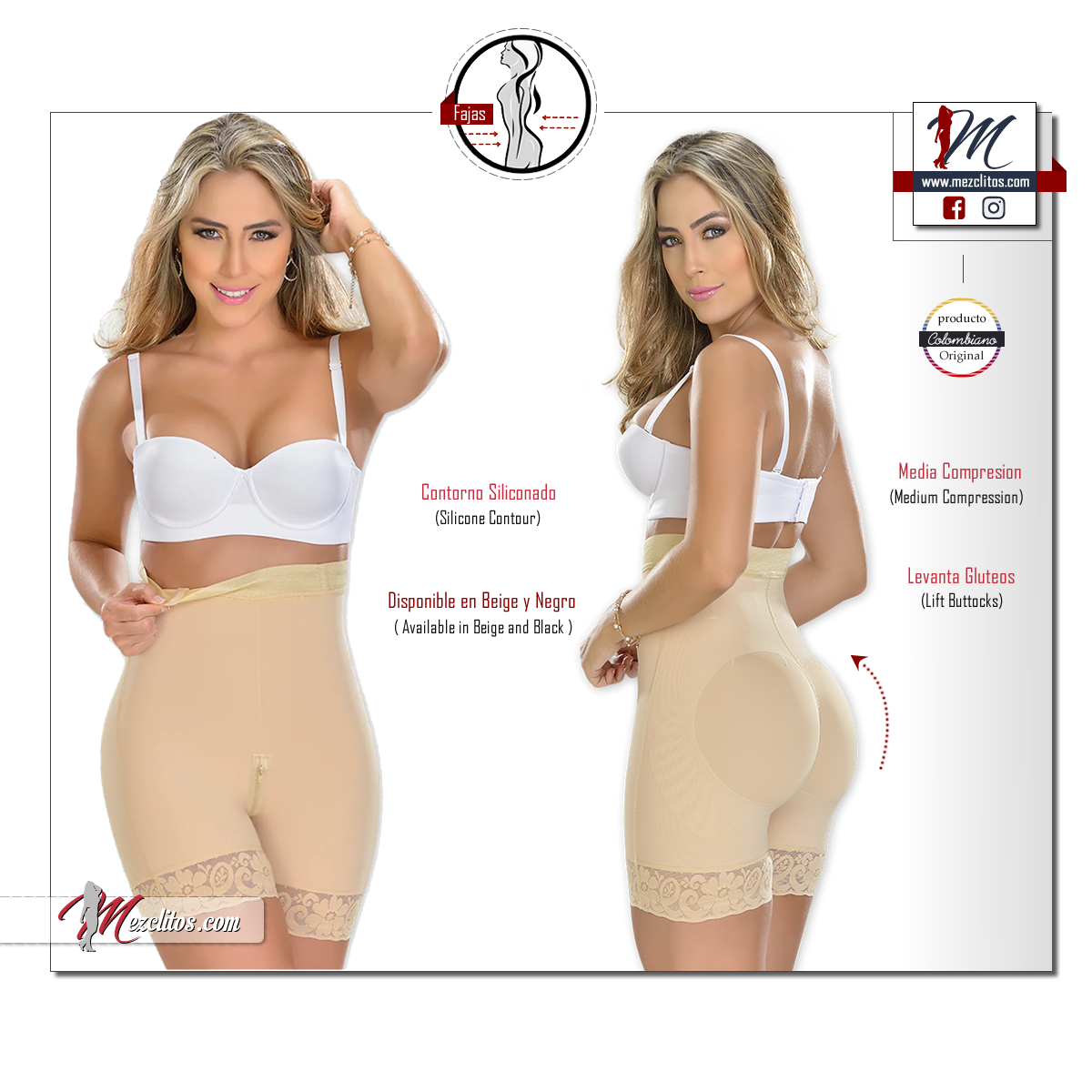 Fajas MYD 0048 | Extra Short Slimming Body Shaper - 2XS / Beige