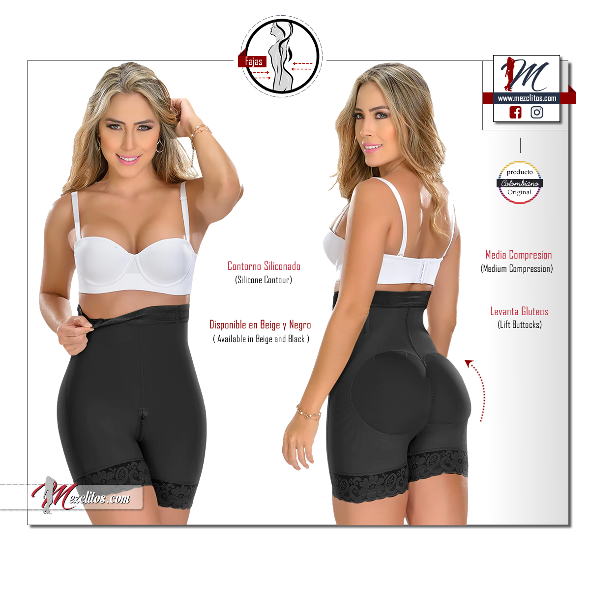 Fajas MYD 0327  Pantalones cortos de compresión de cintura alta para –  JEMSI Boutique