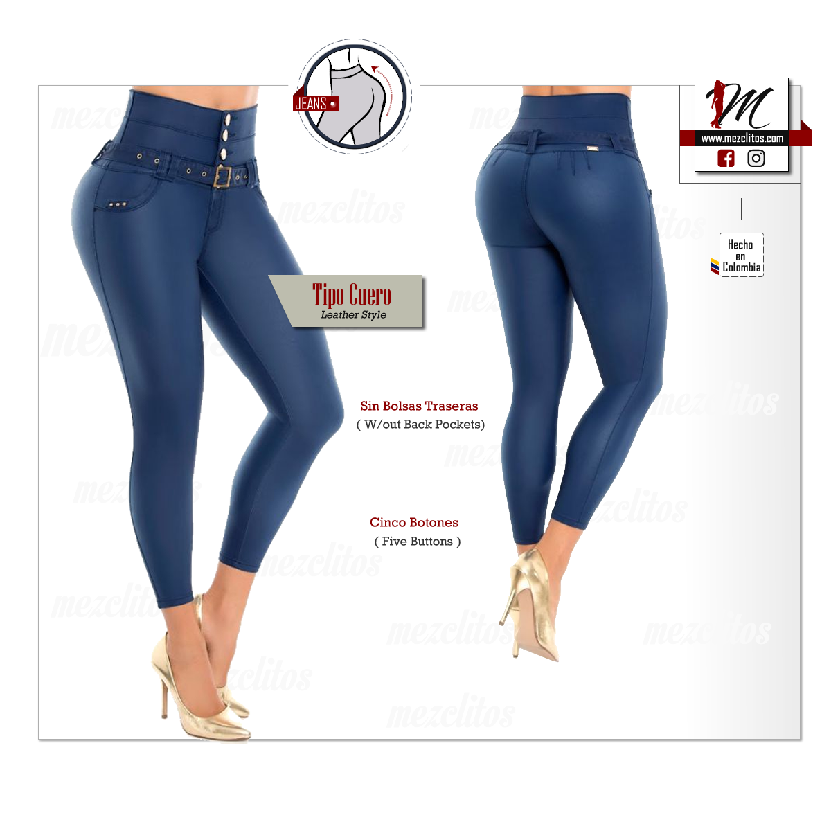 NYE Jeans Tipo Cuero (Azul) 63246 - 100% Colombianos