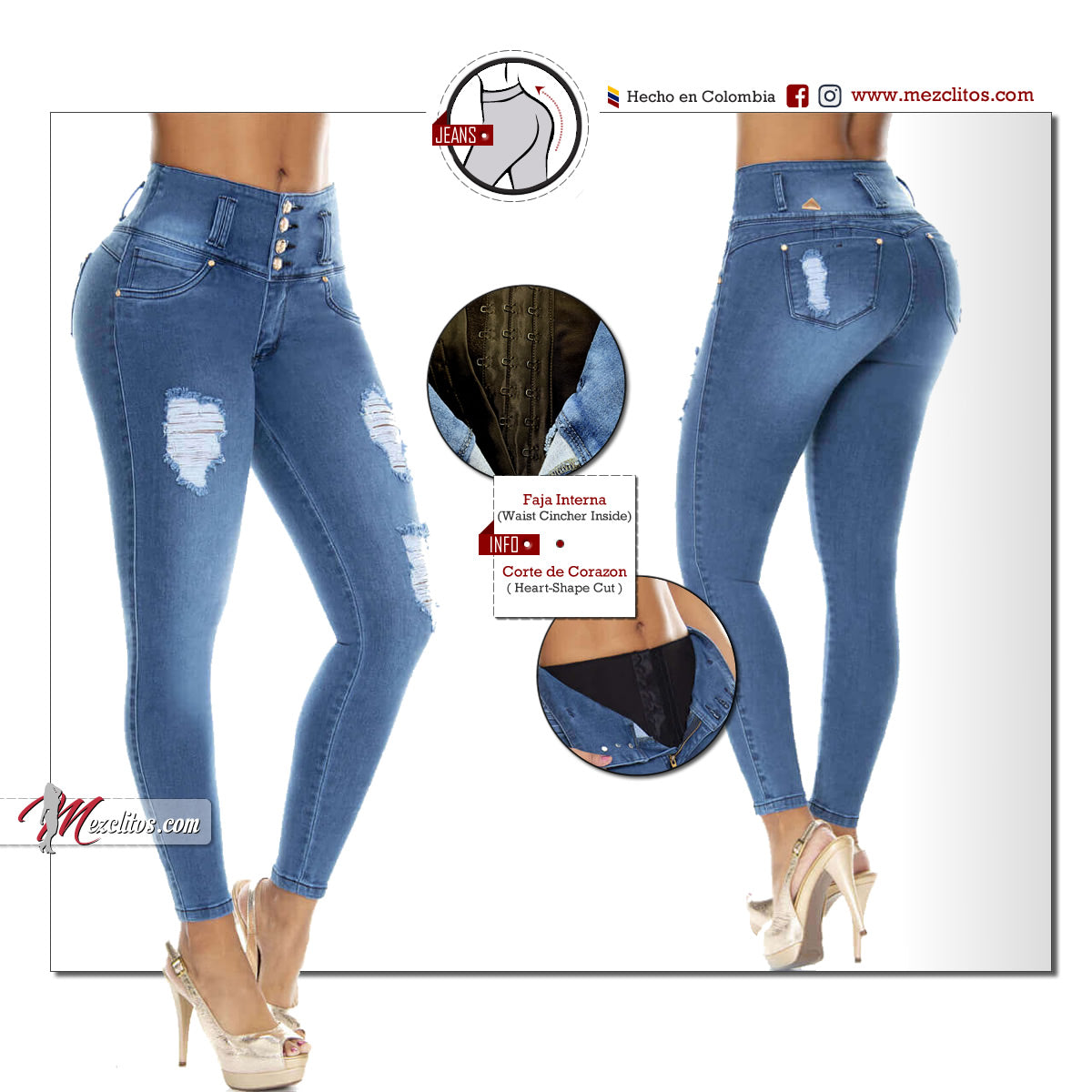 Pitbull Jeans con Faja 6671 - 100% Colombiano