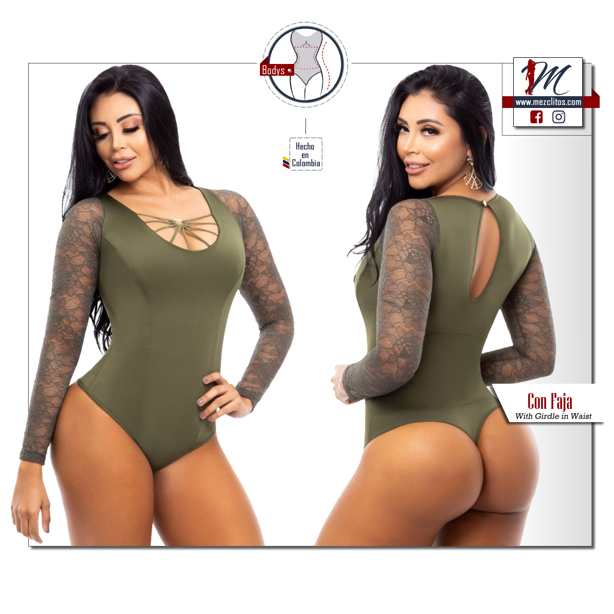 Bodysuits Reductoras 3371 (w/ Faja) Olive