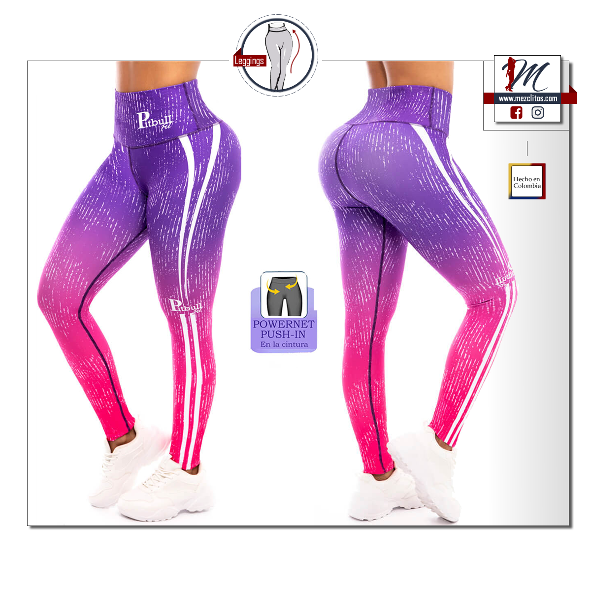 Sports Leggings w/ Faja (Girdle) in Waist 1133 - Fusia / Purple