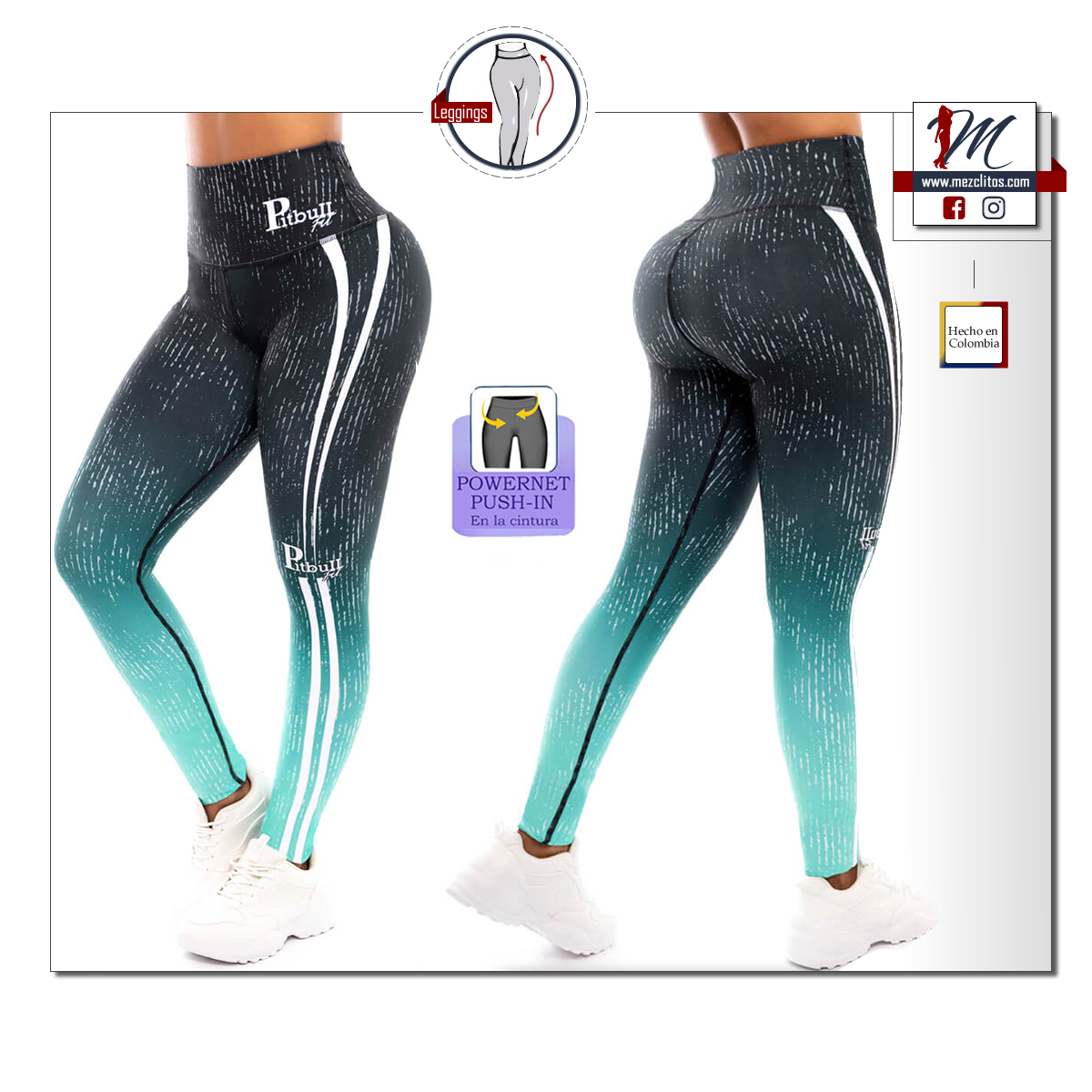 Sports Leggings w/ Faja (Girdle) in Waist 1133 - Green