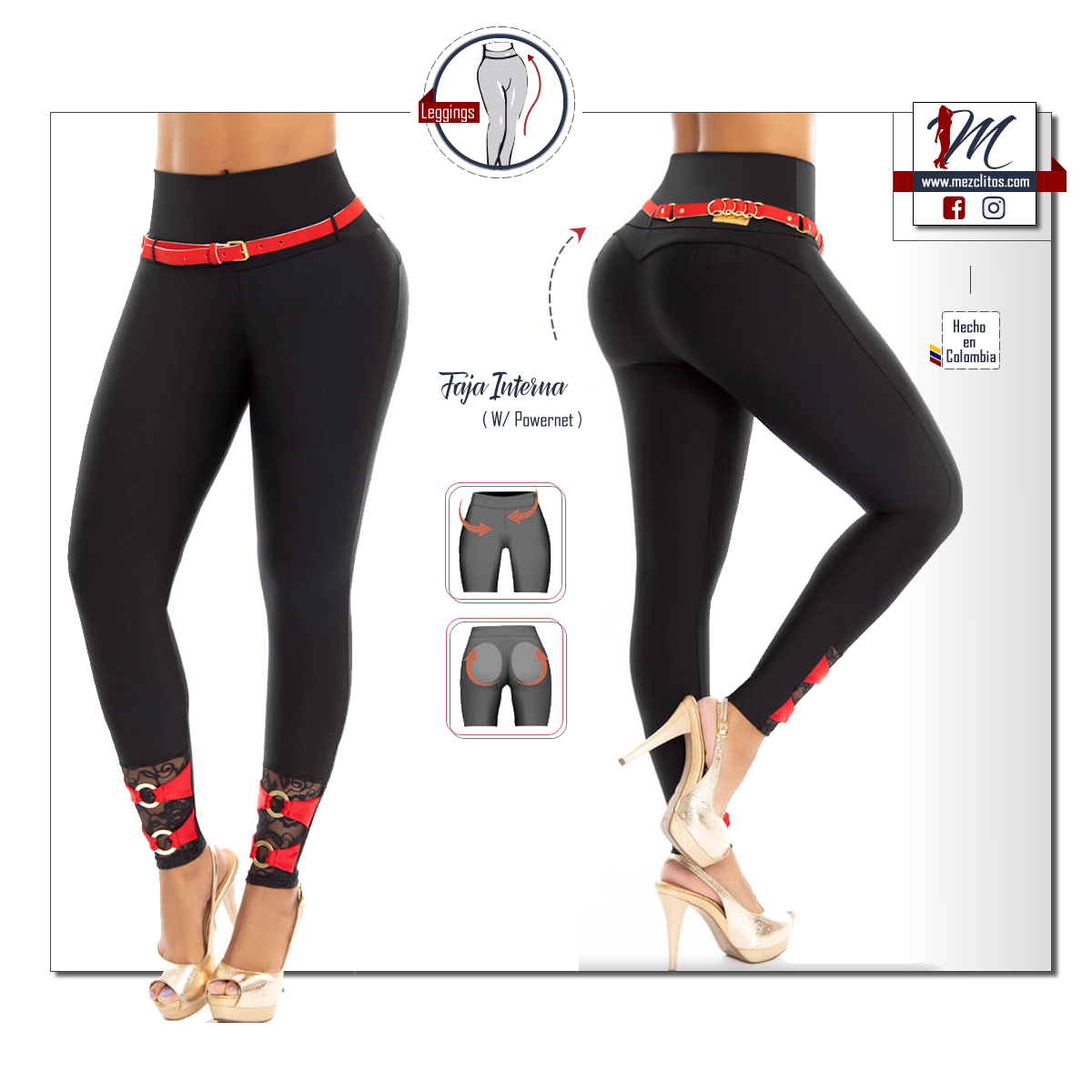 Leggings w Faja 2072 Black Negro Mezclitos