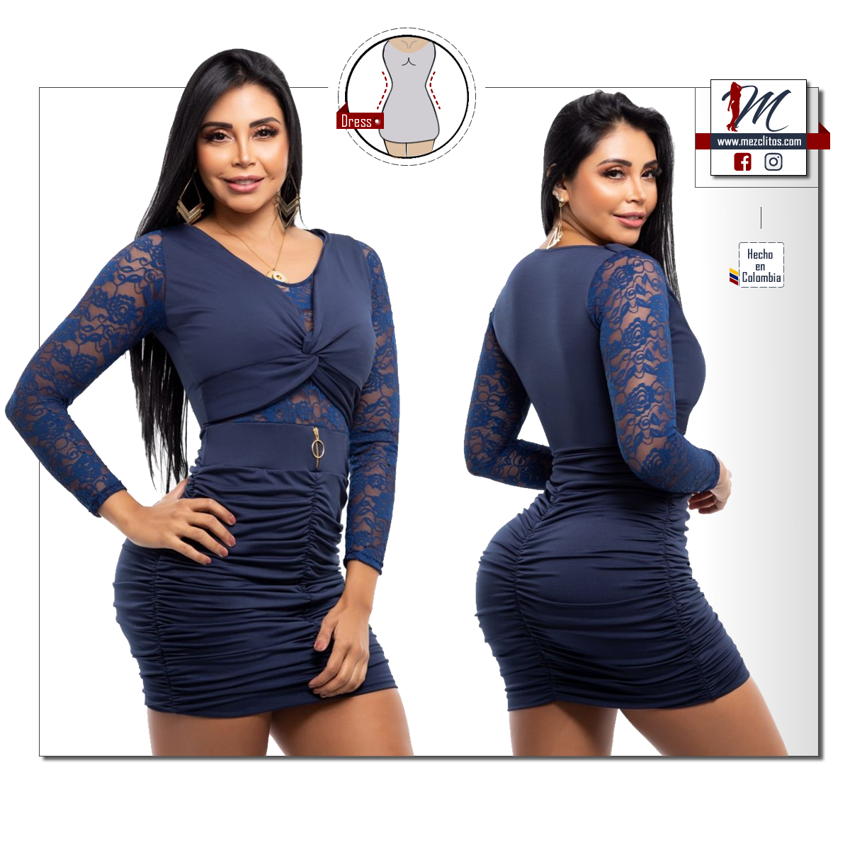 Bodycon Dress VR2315 - Blue