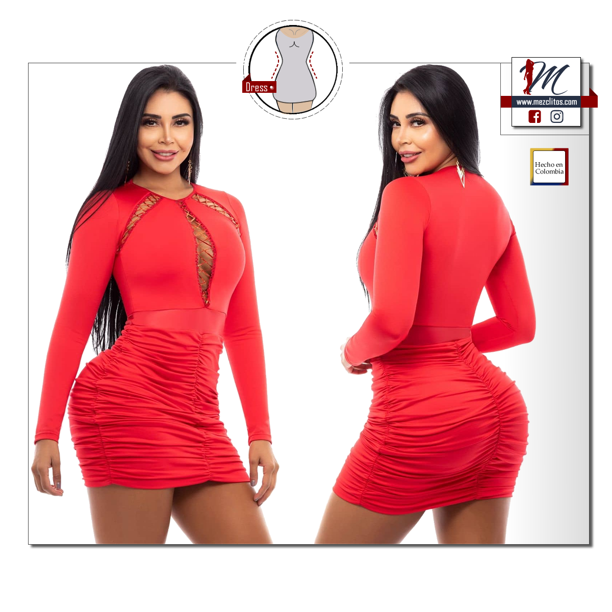 Capoheira Bodycon Dress 2332 (Red) - 100% Colombiano