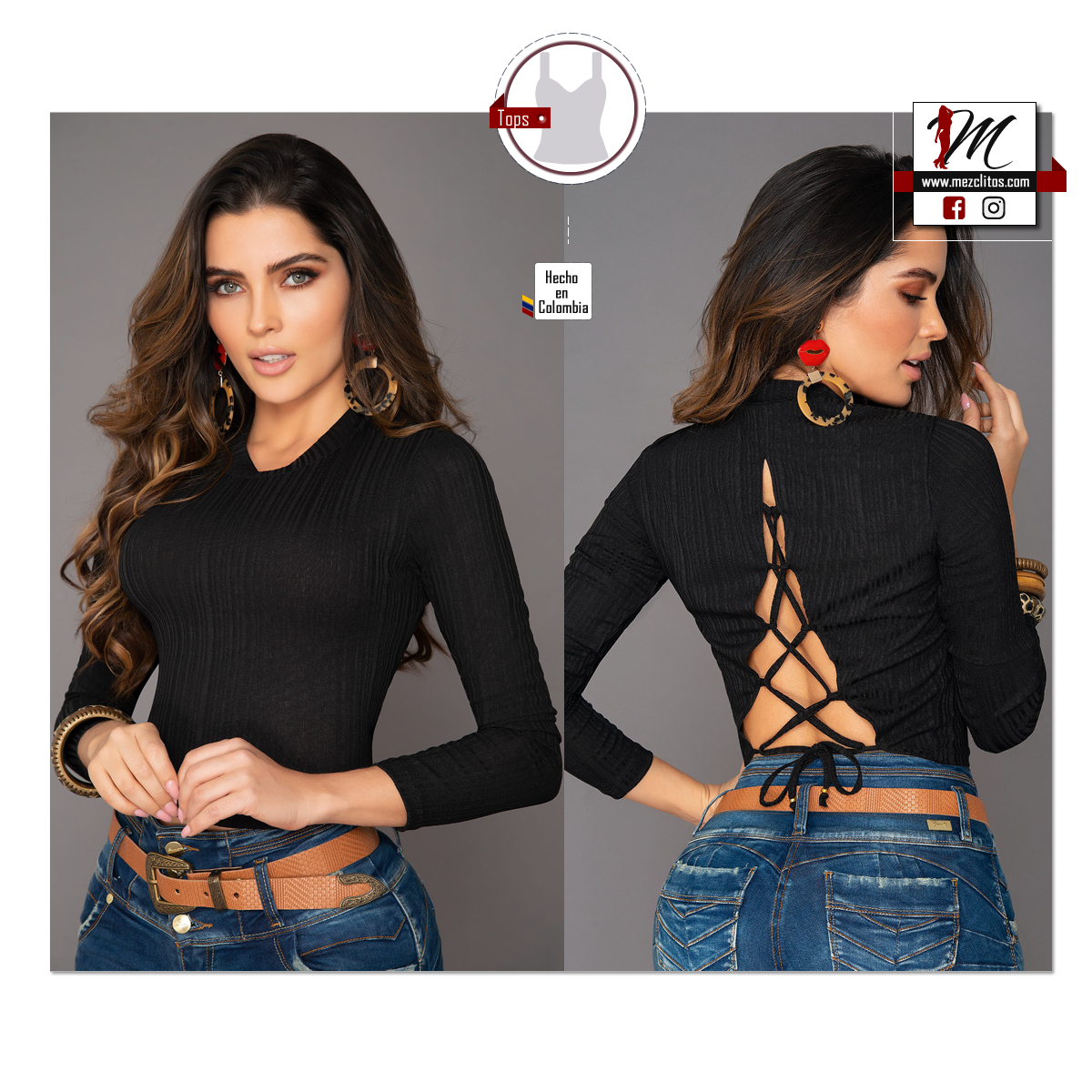 Colombian Top F029 - Rib Style - Black