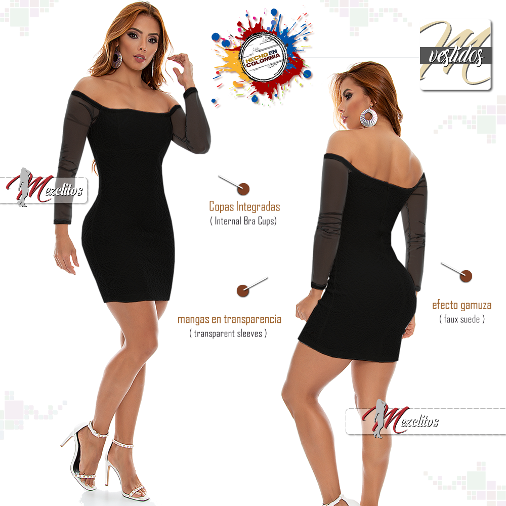 Vestido / Dress 10395 (Black) - 100% Colombiano